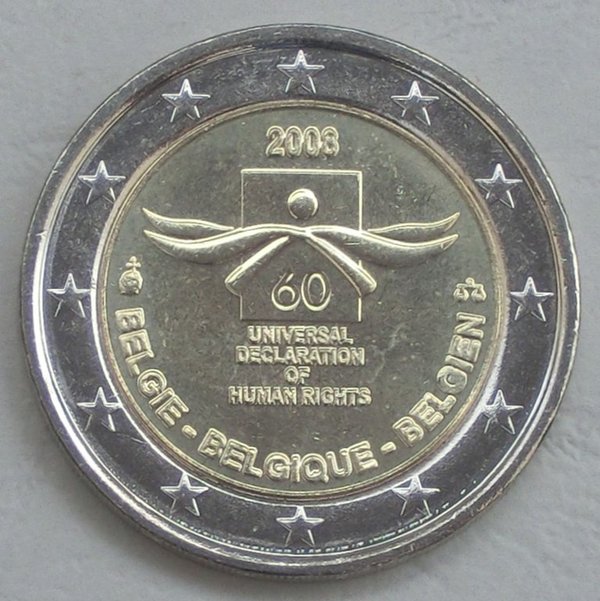 2 Euro Belgien 2008 60 Jahre Menschenrechte unz