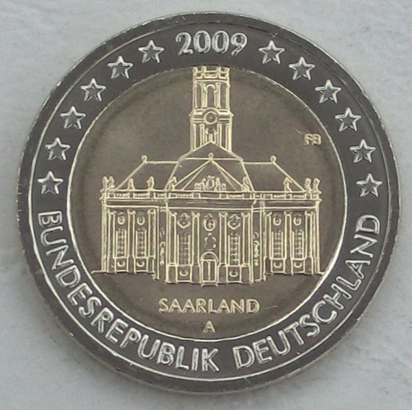 2 Euro Gedenkmünze Deutschland A 2009 Saarland / Ludwigskirche unz.
