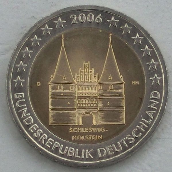 2 Euro Gedenkmünze Deutschland D 2006 Schleswig-Holstein / Holstentor unz.