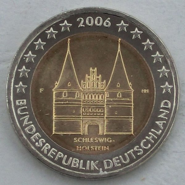 2 Euro Gedenkmünze Deutschland F 2006 Schleswig-Holstein / Holstentor unz.