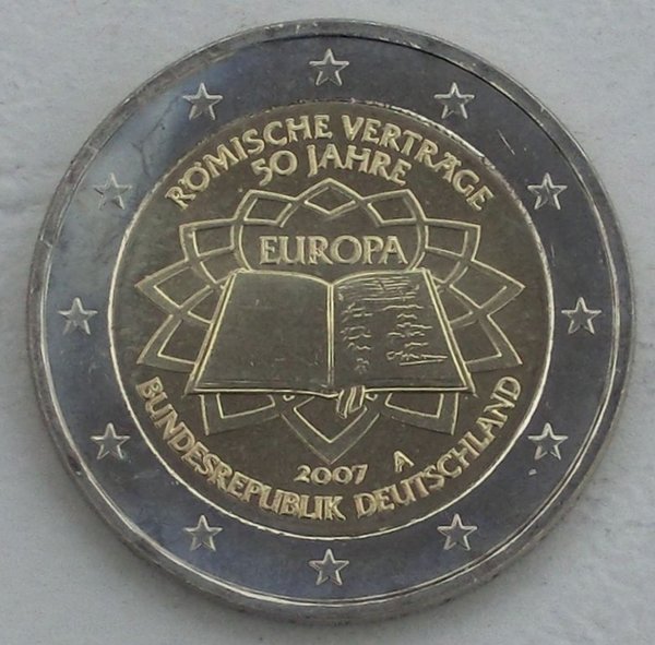 2 Euro Gedenkmünze Deutschland A 2007 50 Jahre Römische Verträge unz.