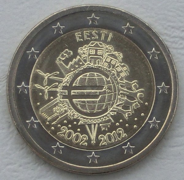 2 Euro Estland 2012 10 Jahre Euro unz.
