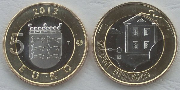 5 Euro Gedenkmünze Finnland 2013 Österbotten - Haus unz.
