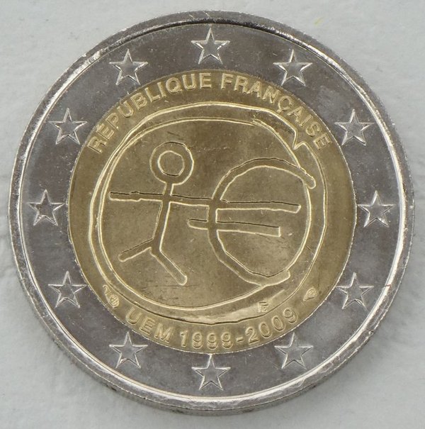 2 Euro Gedenkmünze Frankreich 2009 10 Jahre WWU unz