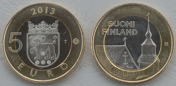 5 Euro Finnland 2013 Tavastia - Feldsteinkirche in Janakkala unz.