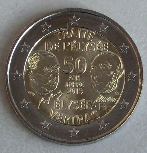 2 Euro Gedenkmünze Frankreich 2013 Elysée-Vertrag unz.