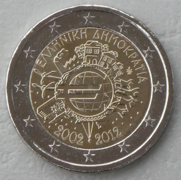 2 Euro Gedenkmünze Griechenland 2012 10 Jahre Euro unz