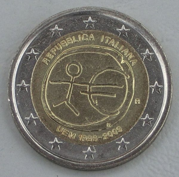2 Euro Gedenkmünze Italien 2009 10 Jahre WWU unz.
