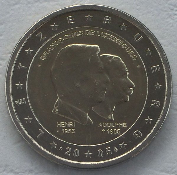 2 Euro Gedenkmünze Luxemburg 2005 Henri et Adolphe unz.