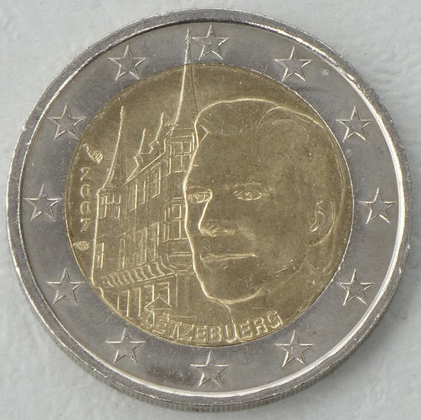 2 Euro Gedenkmünze Luxemburg 2007 Großherzogliches Palais unz