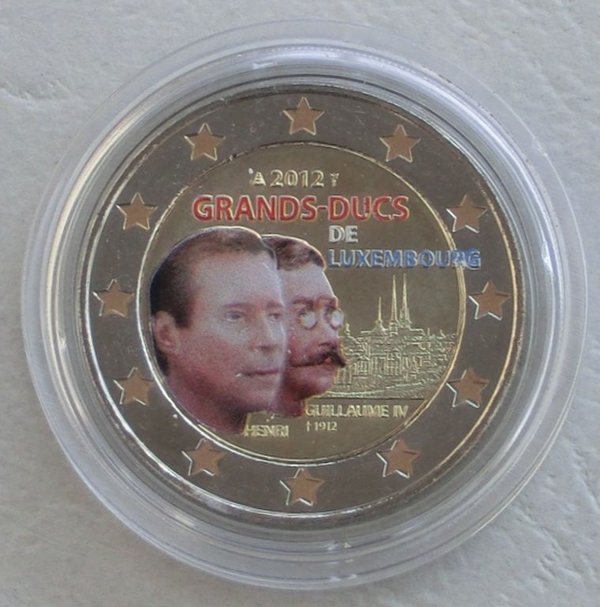2 Euro Gedenkmünze Luxemburg 2012 Guillaume IV. in Farbe unz
