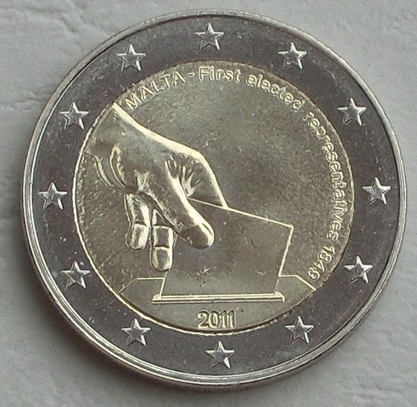 2 Euro Gedenkmünze Malta 2011 Wahl der ersten Abgeordneten unz.