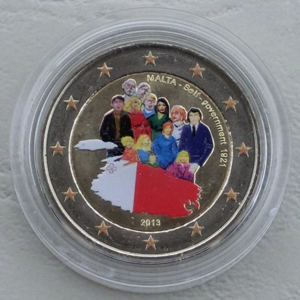 2 Euro Gedenkmünze Malta 2013 Selbstverwaltung in Farbe unz.