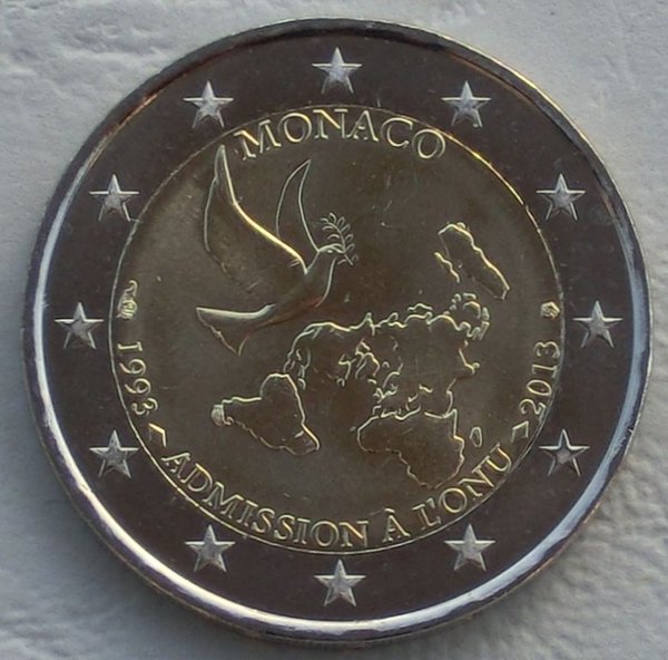 2 Euro Monaco 2013 20 Jahre UNO-Mitgliedschaft unz