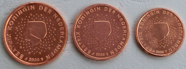 1+2+5 Euro Cent Niederlande 2000 unz