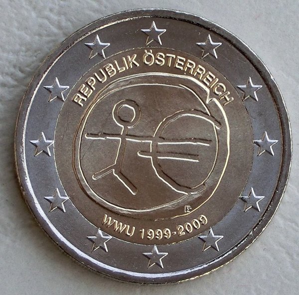 2 Euro Gedenkmünze Österreich 2009 10 Jahre WWU unz