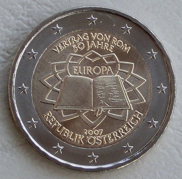 2 Euro Gedenkmünze Österreich 2007 50 Jahre Römische Verträge unz