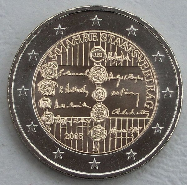 2 Euro Gedenkmünze Österreich 2005 50 Jahre Staatsvertrag unz.