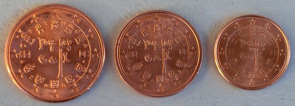 1+2+5 Euro Cent Portugal 2009 unz.