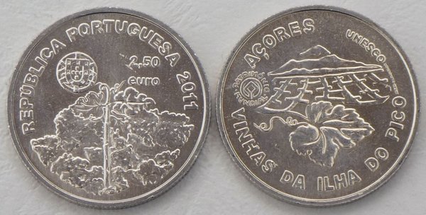 2,5 Euro Gedenkmünze Portugal 2011 Pico / Azoren unz.