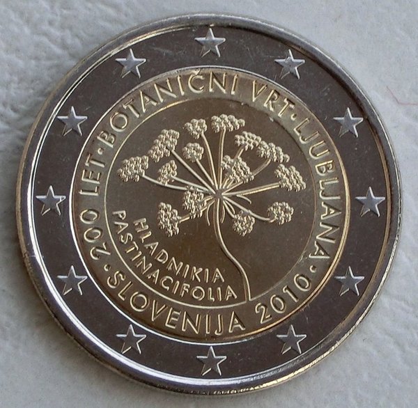 2 Euro Gedenkmünze Slowenien 2010 Botanischer Garten unz.