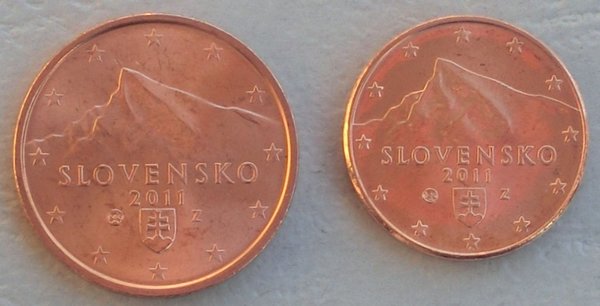 1+2 Euro Cent Slowakei 2011 unz