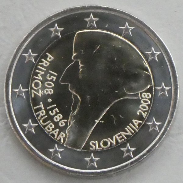 2 Euro Gedenkmünze Slowenien 2008 Primoz Trubar unz.