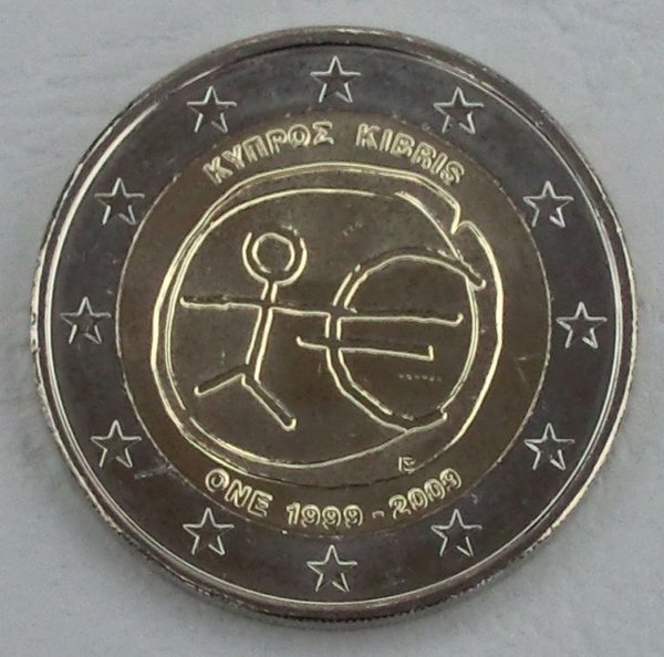 2 Euro Gedenkmünze Zypern 2009 10 Jahre WWU unz.
