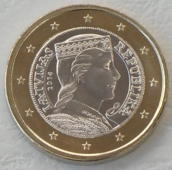 1 Euro Kursmünze Lettland 2014 unz.
