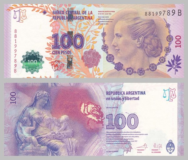 Argentinien / Argentina 100 Pesos 2012 p358b signature 1 unz.