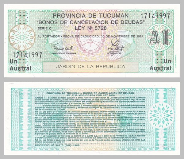 Argentinien / Argentina Tucuman 1 Austral 1991 pS2711b unz.