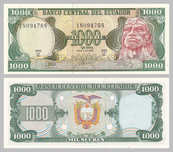 Ecuador 1000 Sucres 1988 p125b unz.