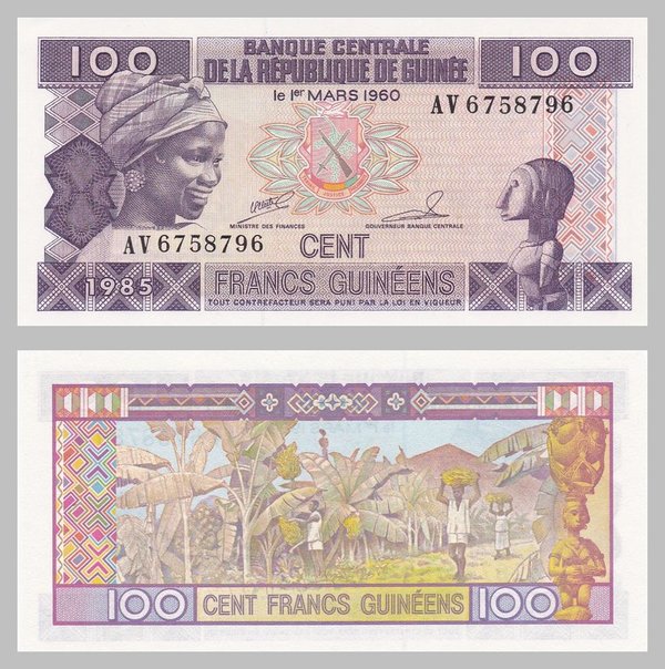 Guinea 100 Francs 1985 p30a unz.