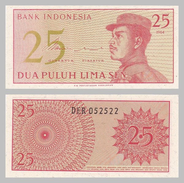 Indonesien / Indonesia 25 Sen 1964 p93a unz.