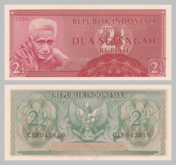Indonesien 2 1/2 Rupiah 1956 p75 unz.