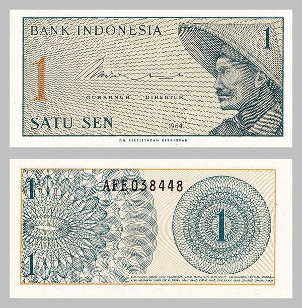 Indonesien / Indonesia 1 Sen 1964 p90a unz.