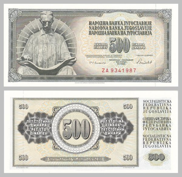 Jugoslawien 500 Dinara 1986 p91c unz.