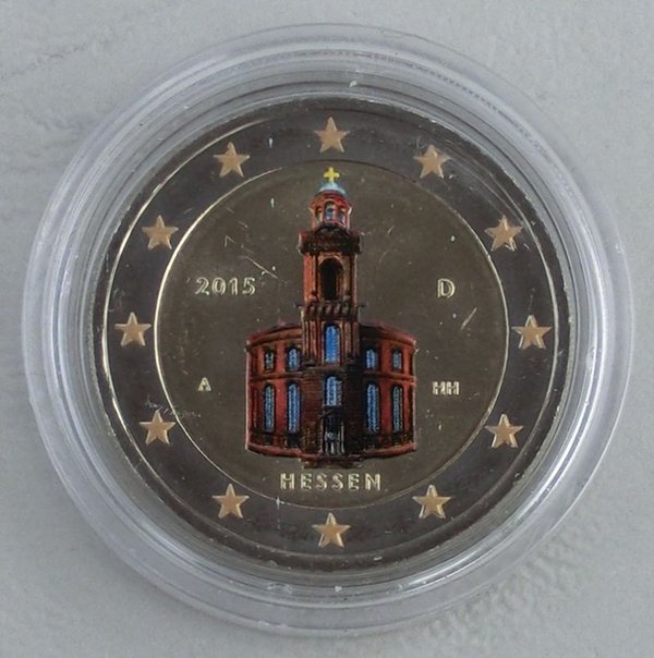2 Euro Gedenkmünze Deutschland 2015 Hessen / Paulskirche in Farbe unz.
