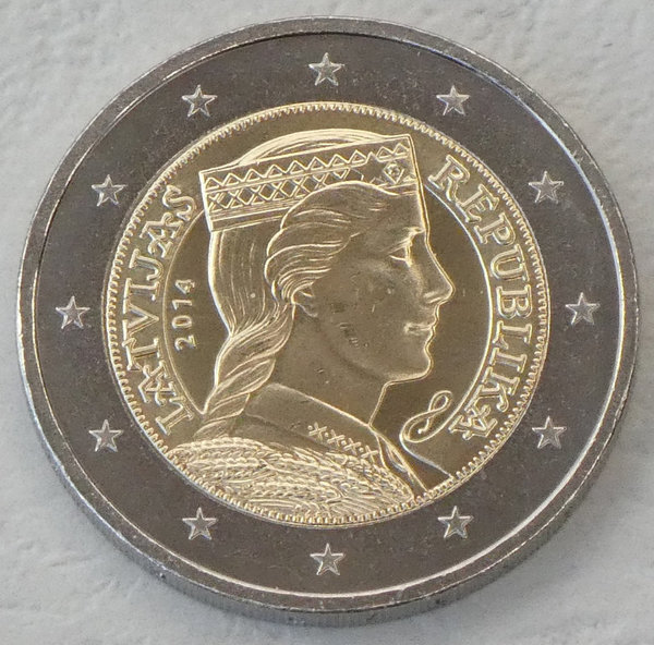 2 Euro Kursmünze Lettland 2014 unz.