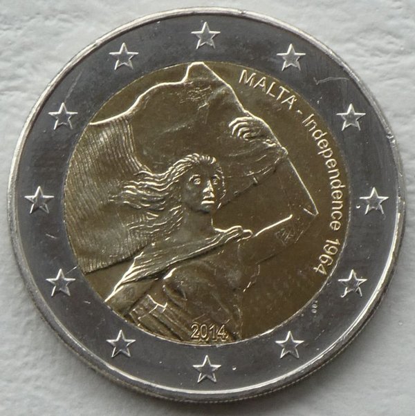 2 Euro Gedenkmünze Malta 2014 50 Jahre Unabhängigkeit unz.