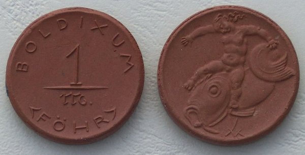 Porzellanmünze Boldixum auf Föhr 1 Mark 1920 108a