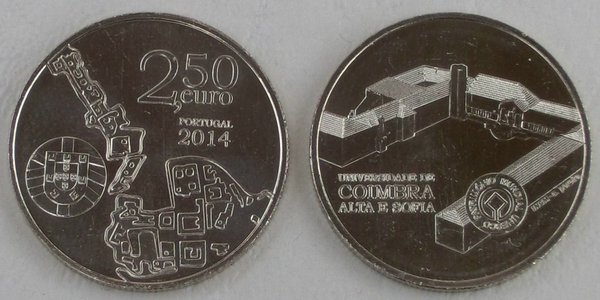 2,5 Euro Gedenkmünze Portugal 2014 Universität Coimbra unz.