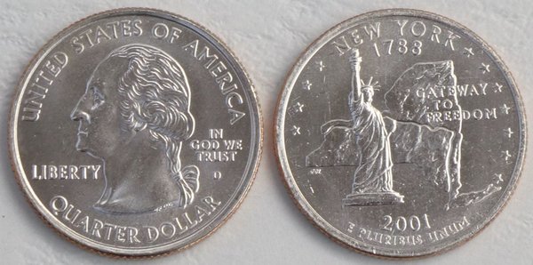 USA State Quarter 2001 New York D unz.