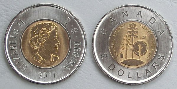 Kanada 2 Dollars Gedenkmünze 2011 Borealer Wald p1167 unz.