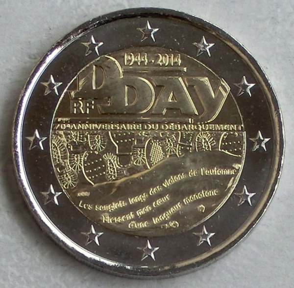 2 Euro Gedenkmünze Frankreich 2014 70 Jahre D-Day unz.