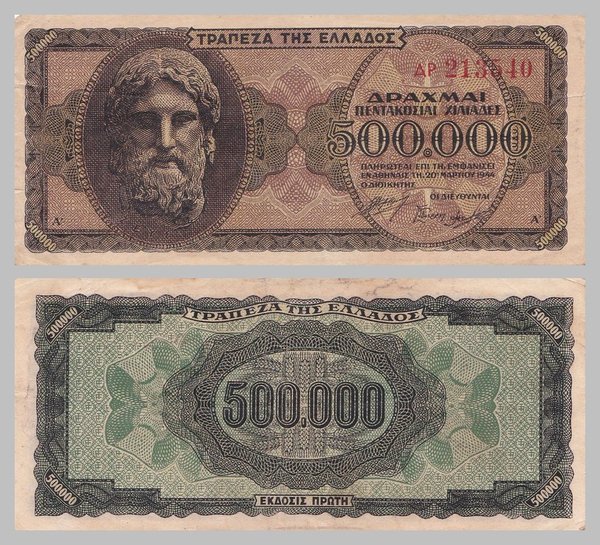 Griechenland 500000 Drachmai 1944 p126a s-ss.