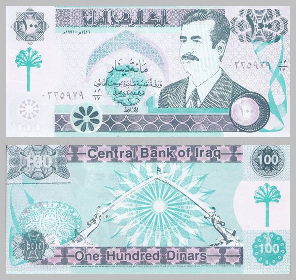 Irak 100 Dinars 1991 p76 unz.