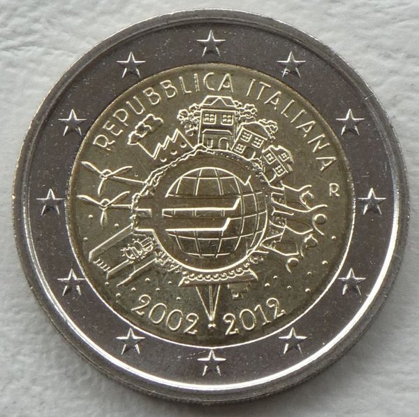 2 Euro Gedenkmünze Italien 2012 10 Jahre Euro unz