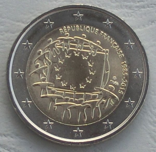 2 Euro Gedenkmünze Frankreich 2015 30 Jahre Europaflagge unz.