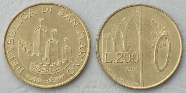 San Marino 200 Lire 1993 p300 unz
